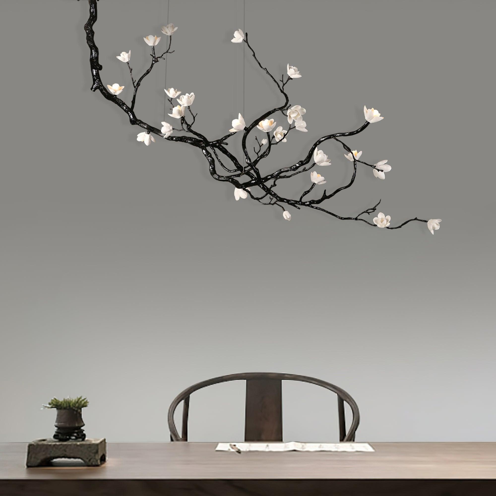 Lustra Chandelier en Céramique Fleurs et Branches Noires - Neutralighting