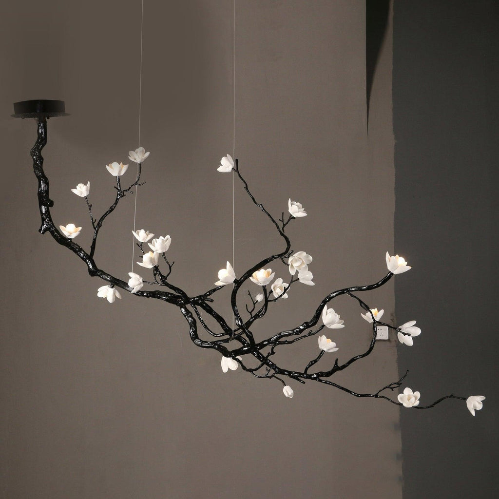 Lustra Chandelier en Céramique Fleurs et Branches Noires - Neutralighting