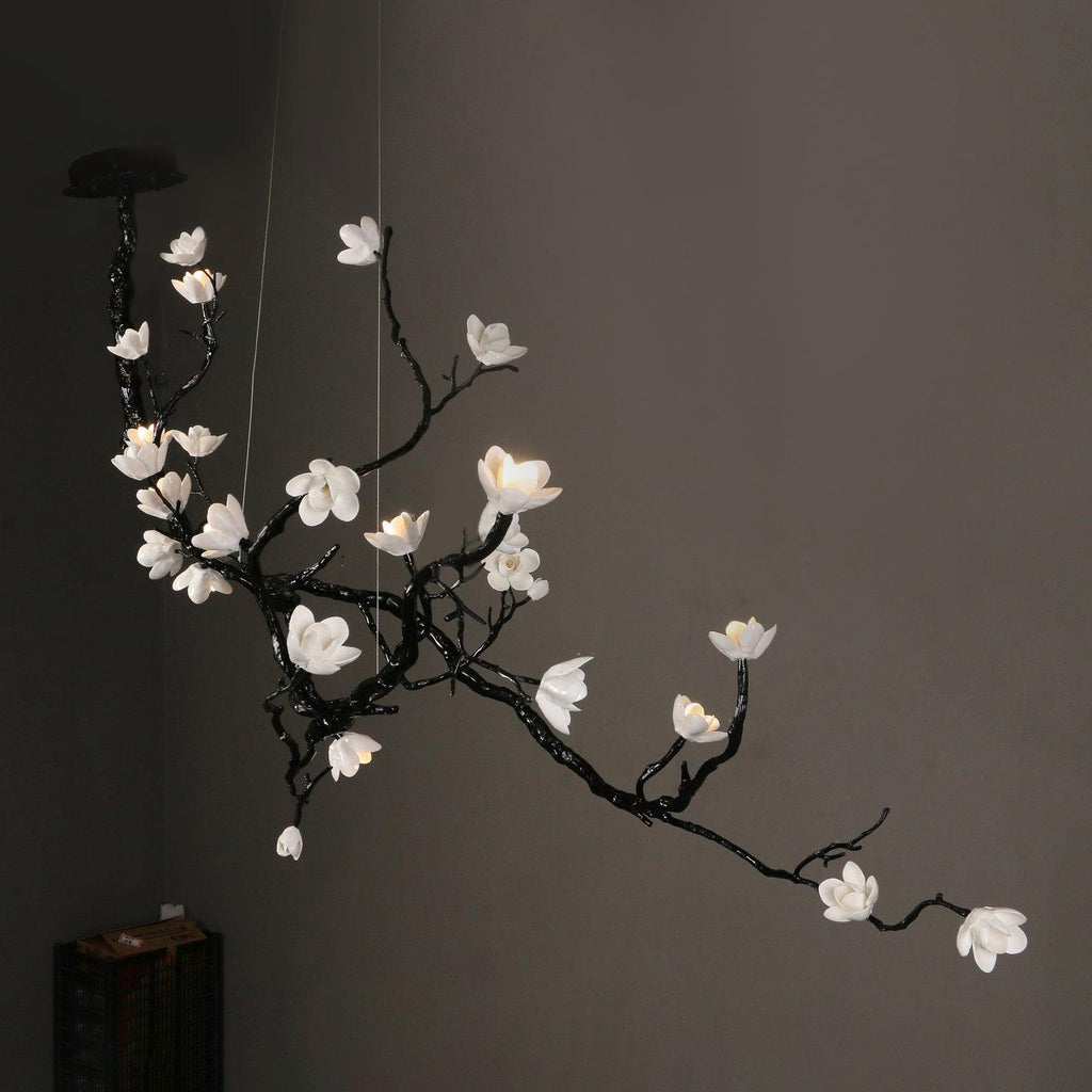 Lustra Chandelier en Céramique Fleurs et Branches Noires - Neutralighting