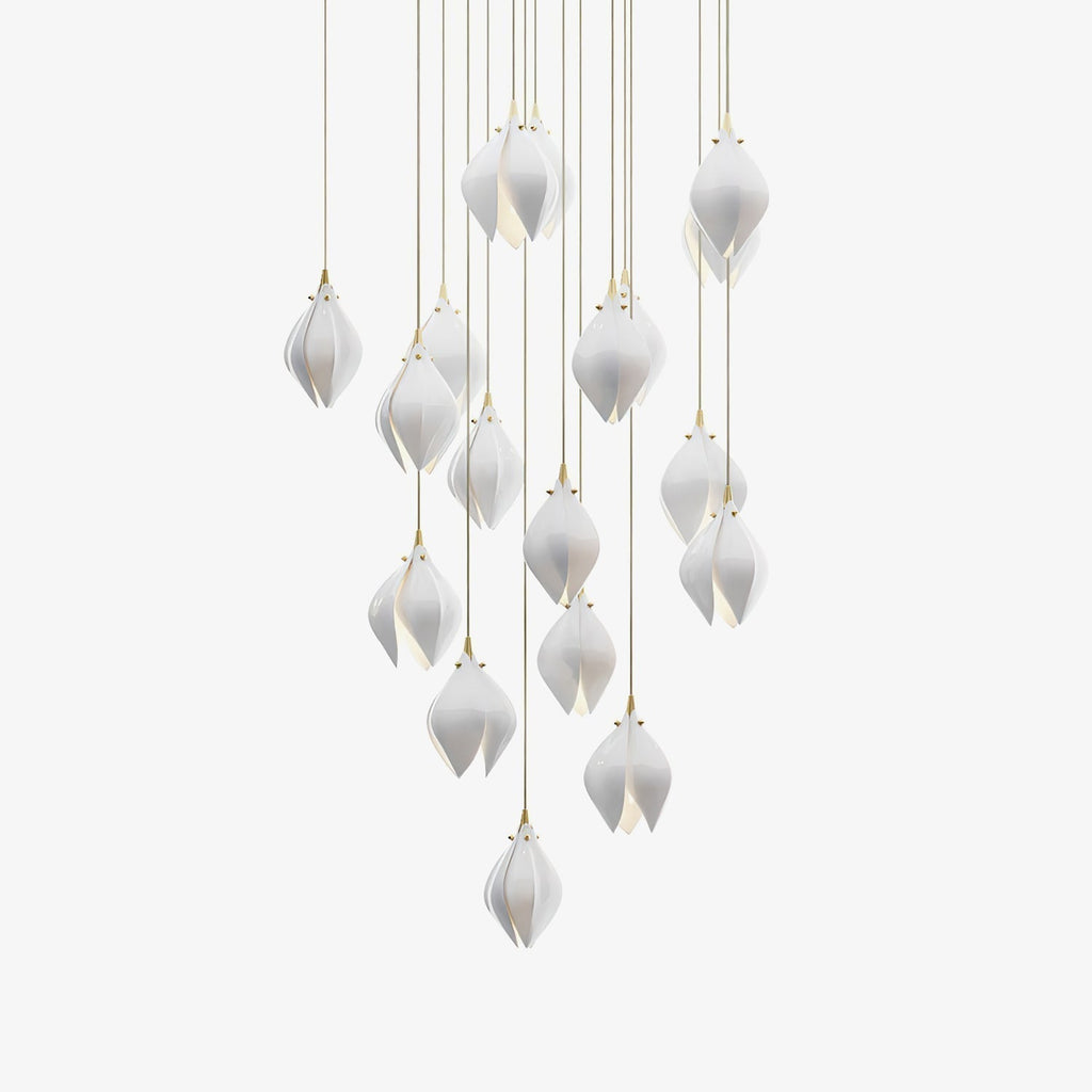 Lustra Suspension Lampe Céramique Florale Blanche - Neutralighting