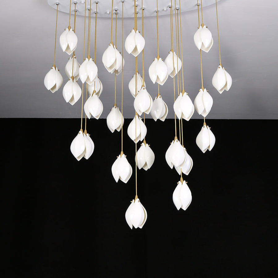 Lustra Suspension Lampe Céramique Florale Blanche - Neutralighting