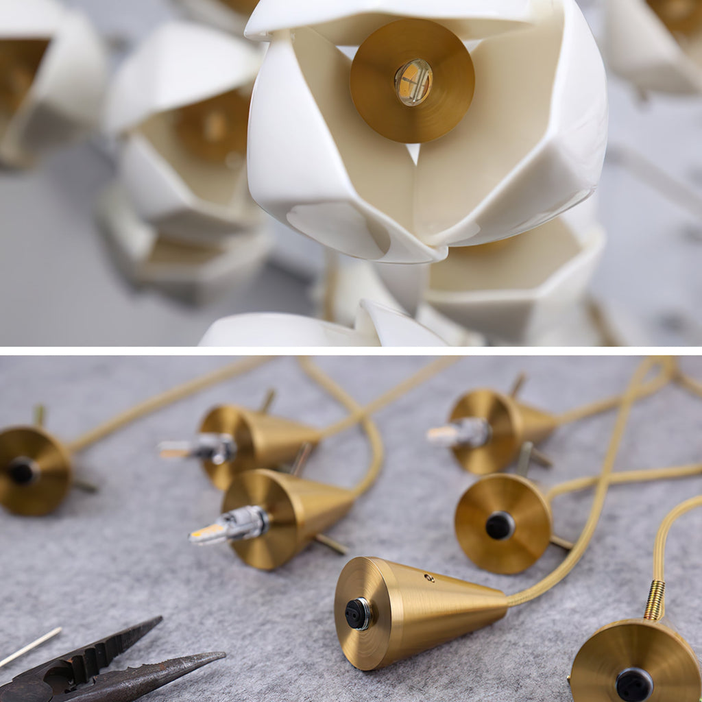 Lustra Suspension Lampe Céramique Florale Blanche - Neutralighting