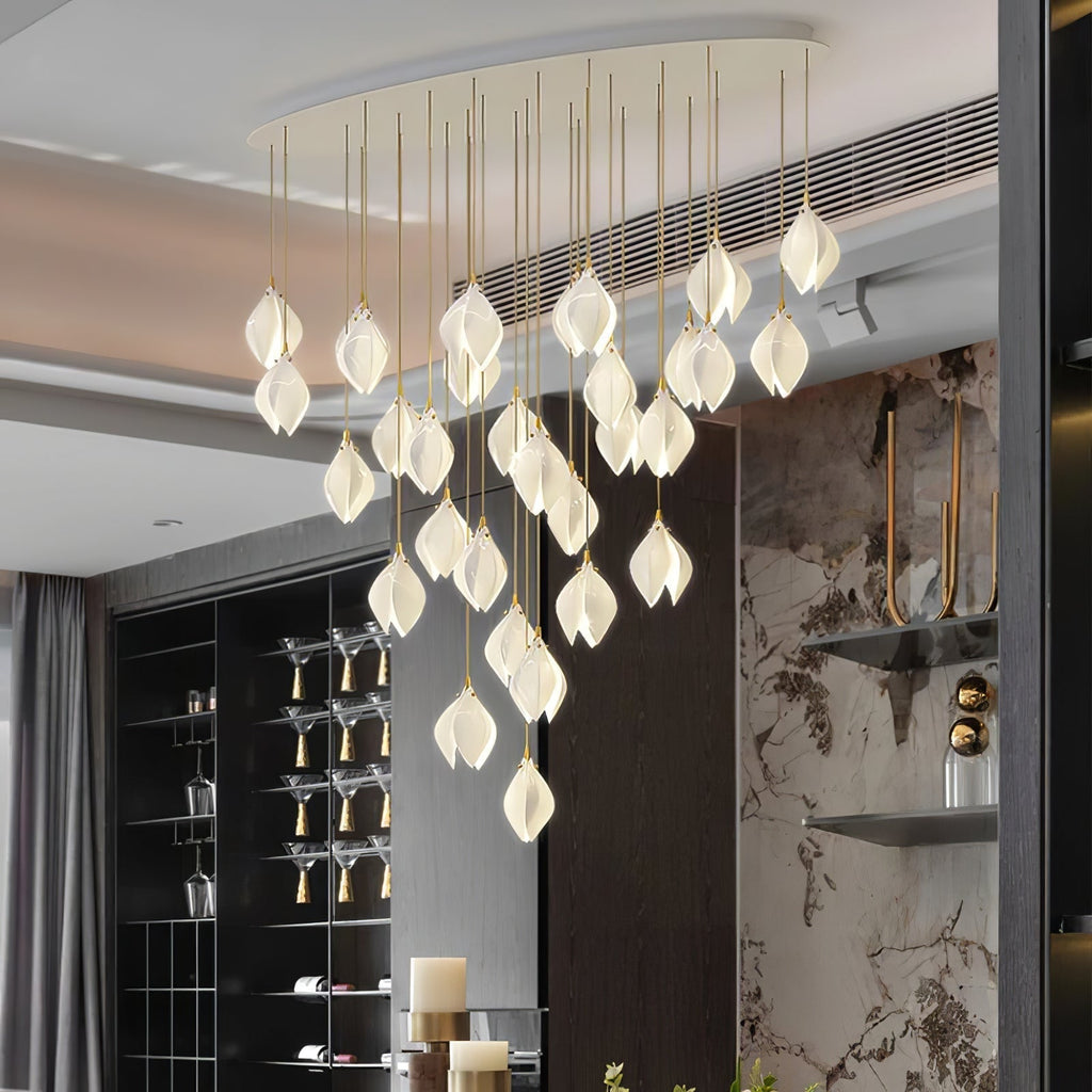Lustra Suspension Lampe Céramique Florale Blanche - Neutralighting