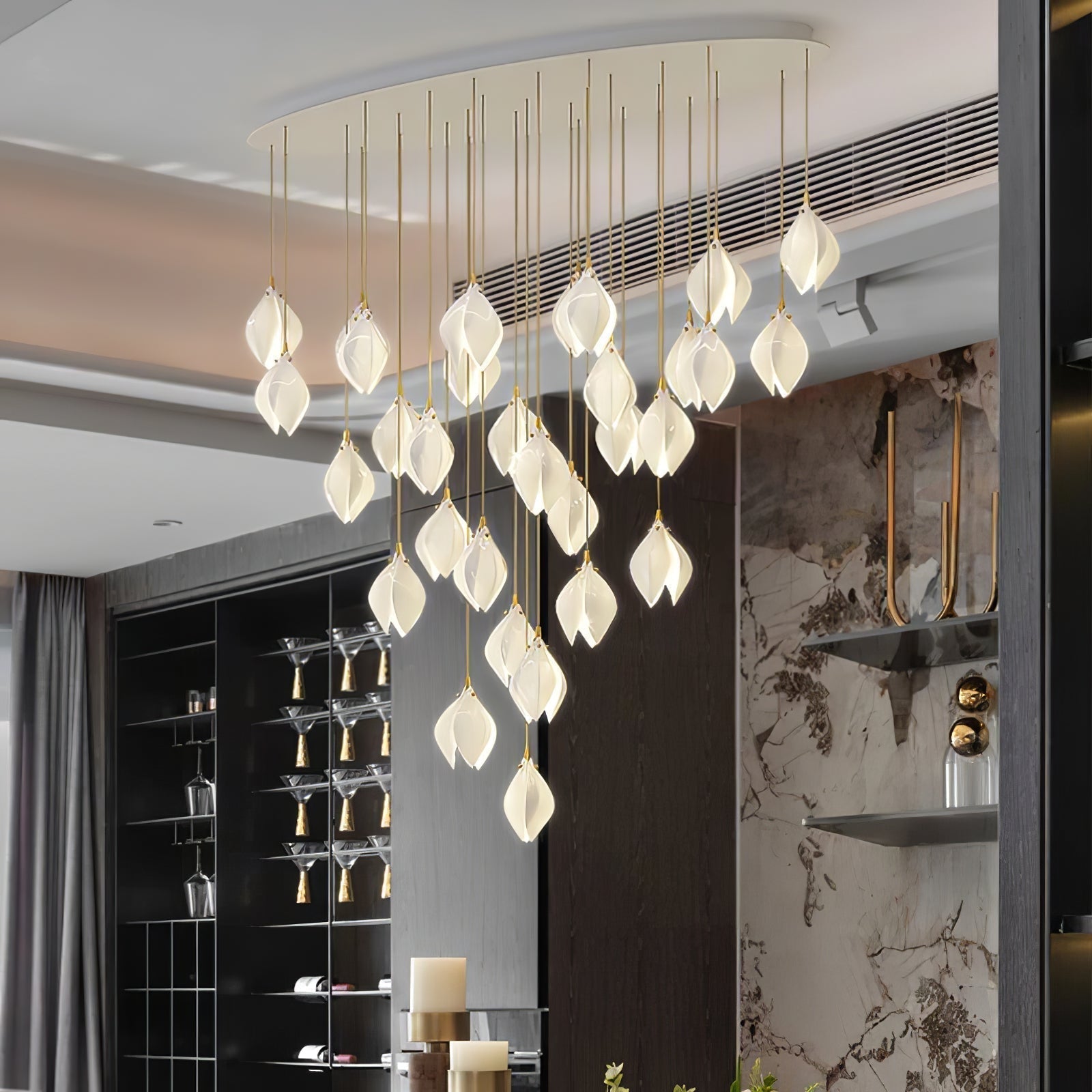 Lustra Suspension Lampe Céramique Florale Blanche - Neutralighting