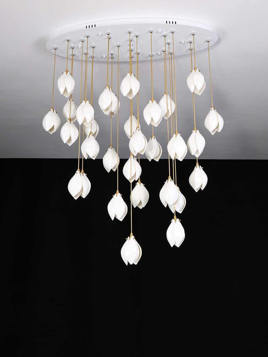 Lustra Suspension Lampe Céramique Florale Blanche - Neutralighting