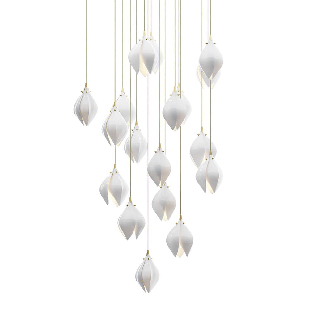 Lustra Suspension Lampe Céramique Florale Blanche - Neutralighting