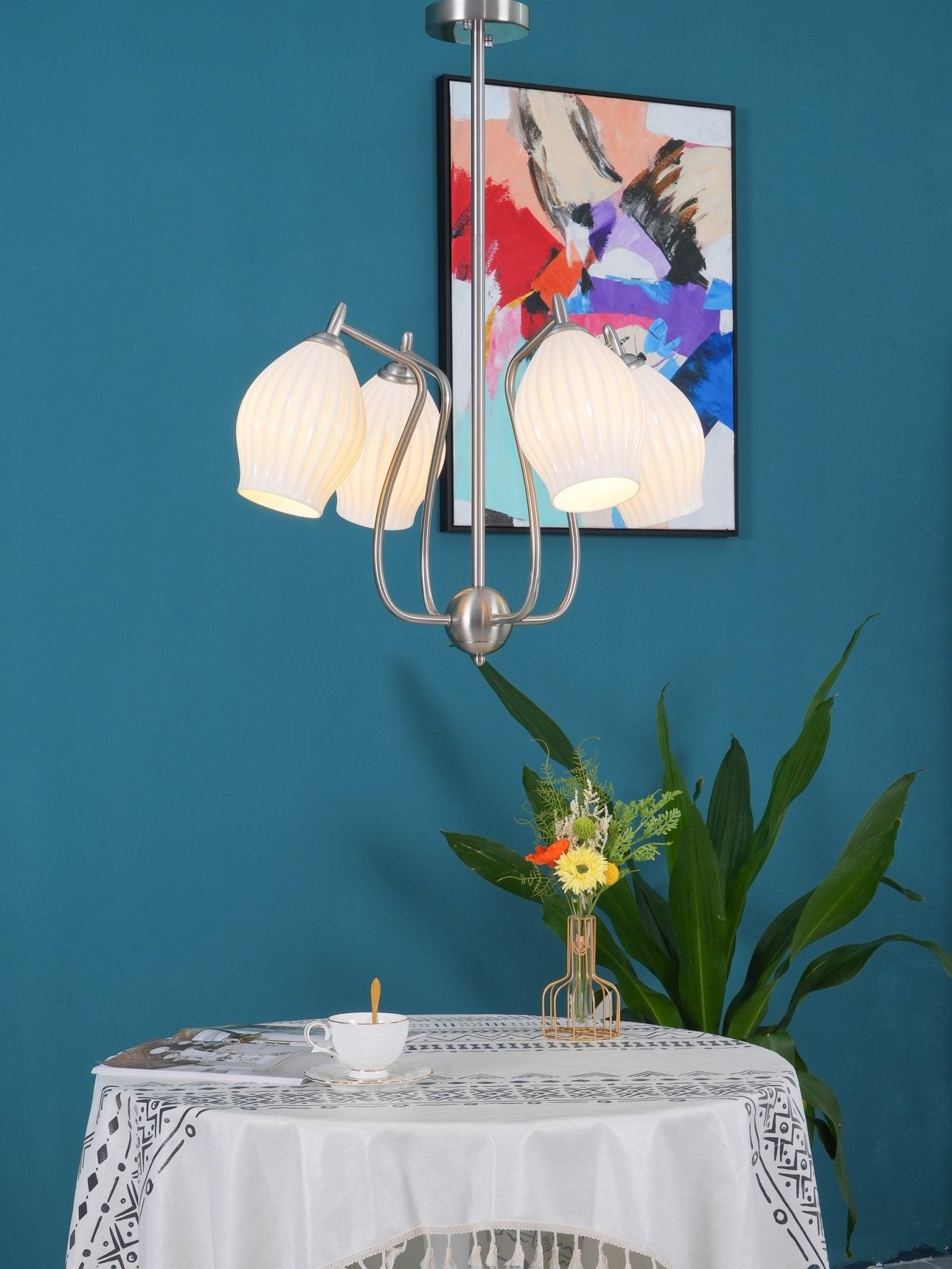 Lustra Chandelier en Céramique Canneleur Sculptural en Verre Élégant - Neutralighting