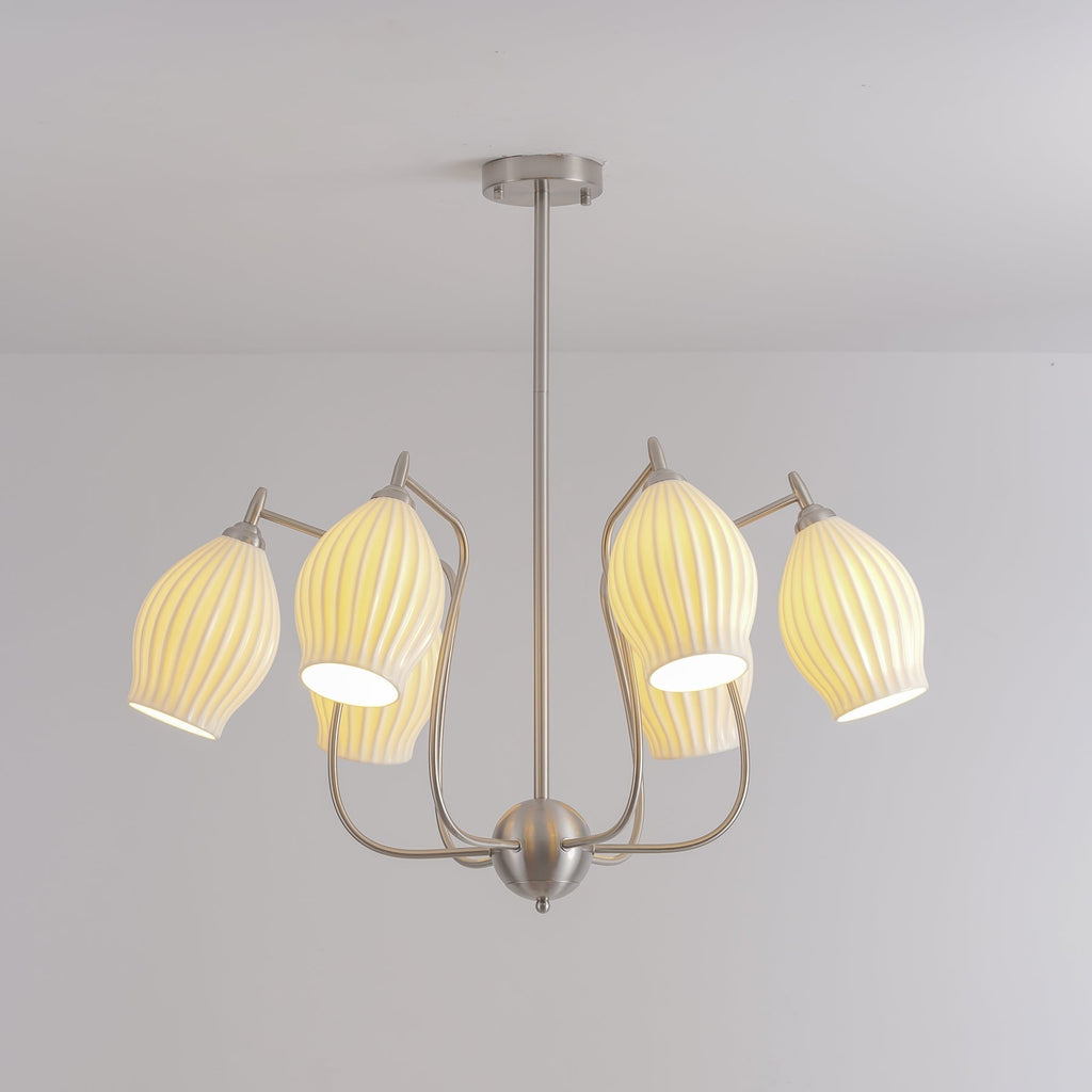Lustra Chandelier en Céramique Canneleur Sculptural en Verre Élégant - Neutralighting