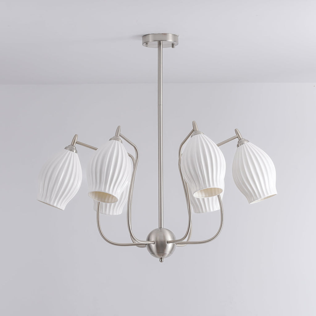 Lustra Chandelier en Céramique Canneleur Sculptural en Verre Élégant - Neutralighting