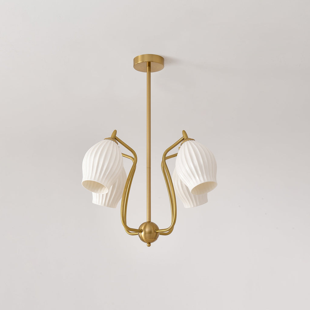 Lustra Chandelier en Céramique Canneleur Sculptural en Verre Élégant - Neutralighting