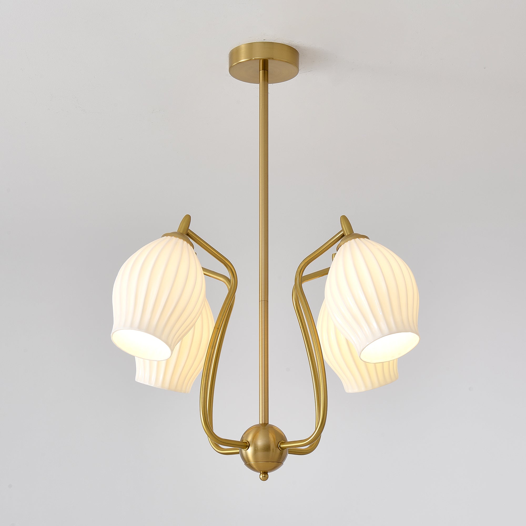 Lustra Chandelier en Céramique Canneleur Sculptural en Verre Élégant - Neutralighting