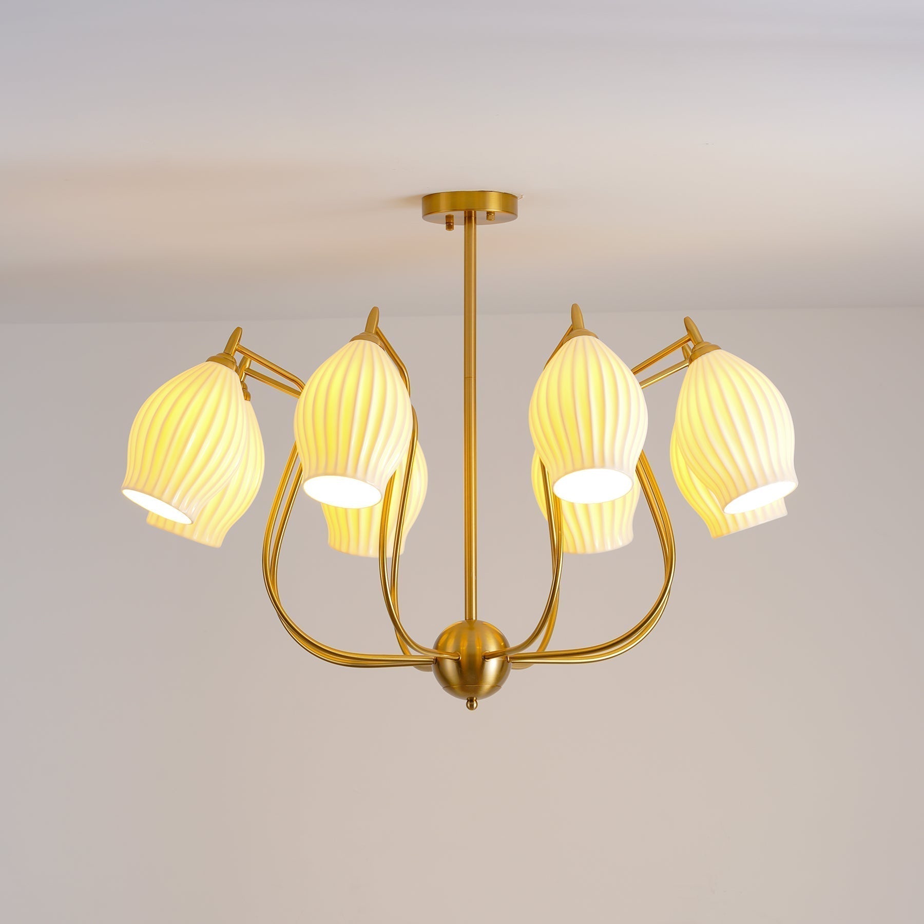Lustra Chandelier en Céramique Canneleur Sculptural en Verre Élégant - Neutralighting