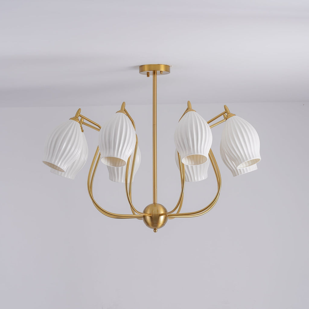 Lustra Chandelier en Céramique Canneleur Sculptural en Verre Élégant - Neutralighting