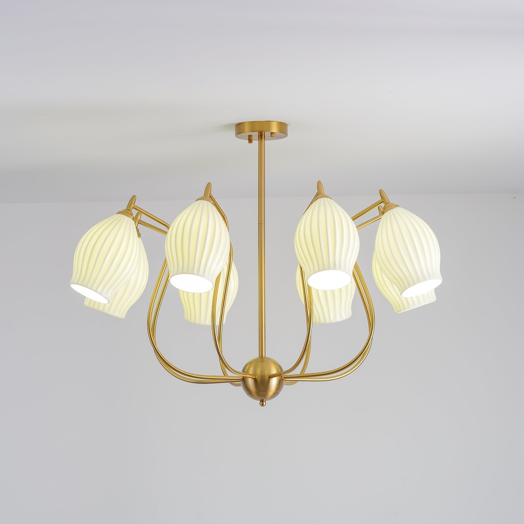 Lustra Chandelier en Céramique Canneleur Sculptural en Verre Élégant - Neutralighting