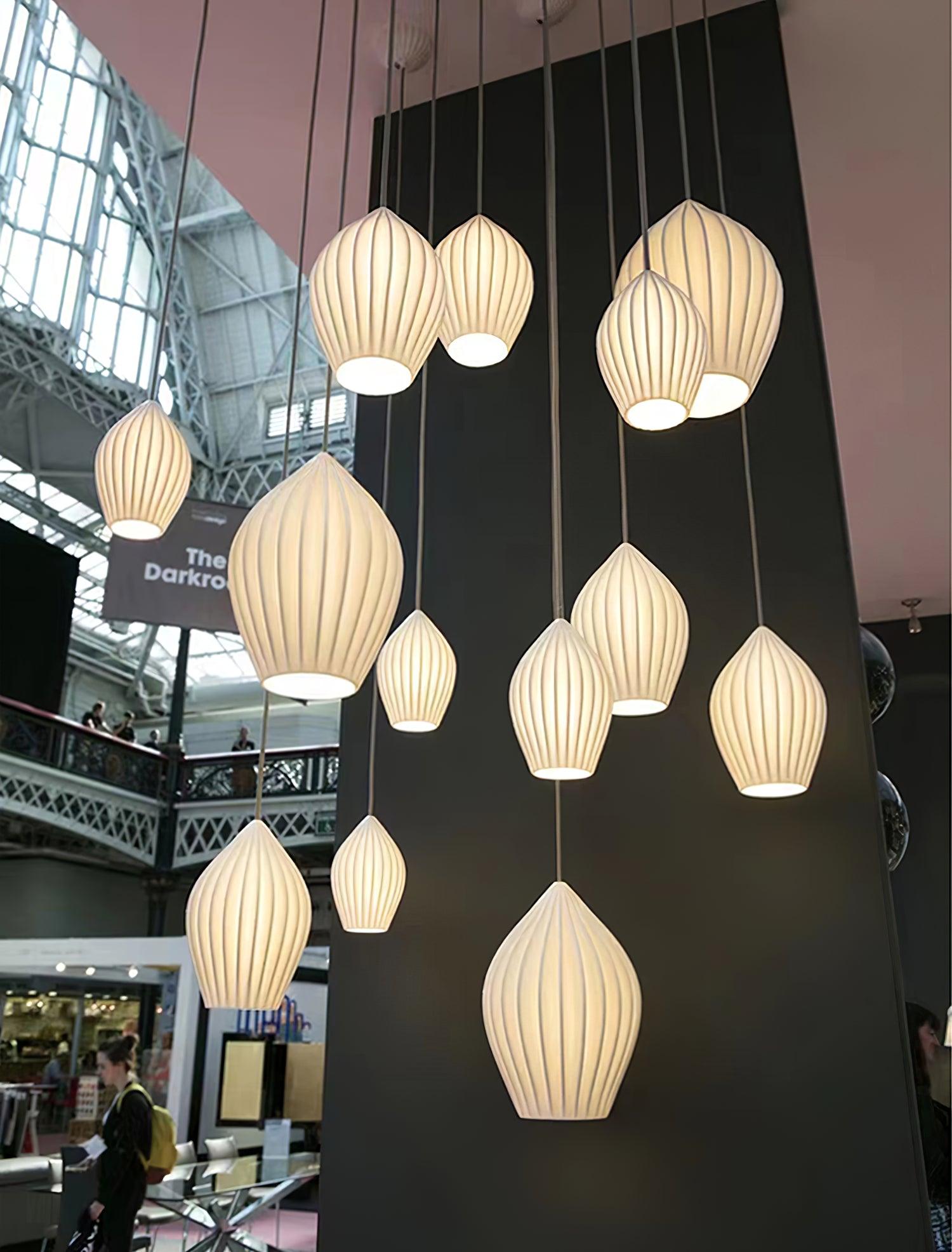 Solara Lampe à suspension en céramique côtelée en porcelaine élégante - Neutralighting