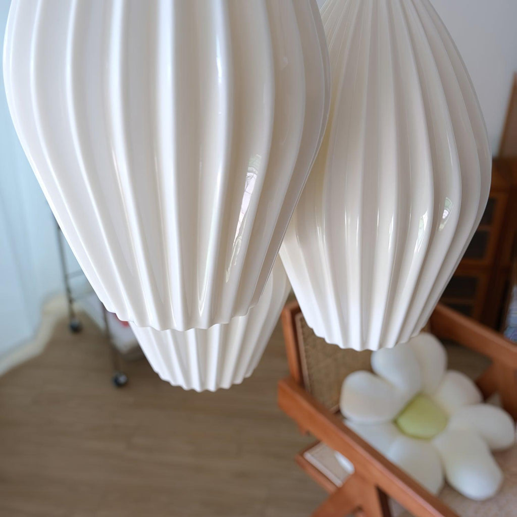 Solara Lampe à suspension en céramique côtelée en porcelaine élégante - Neutralighting