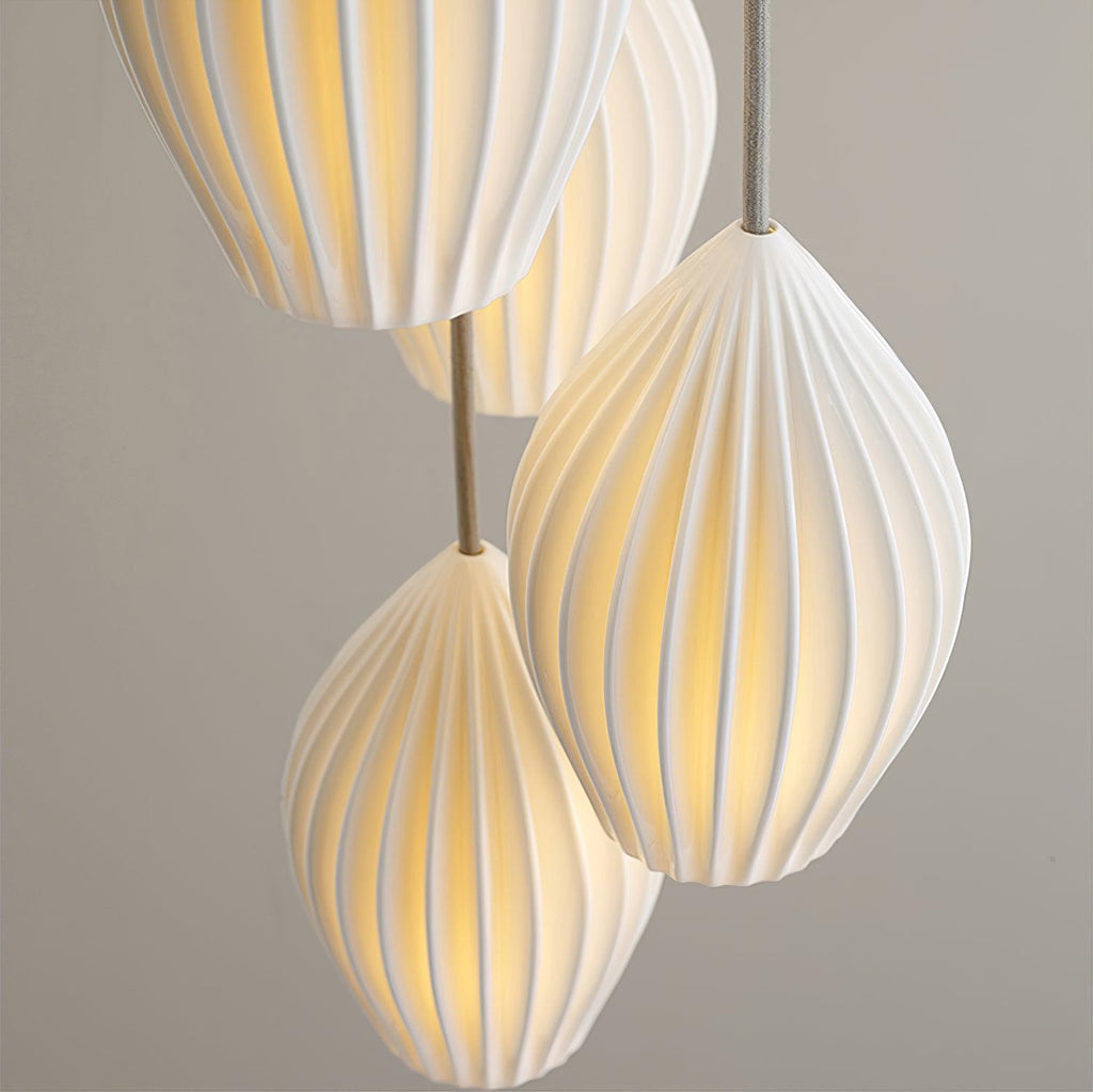 Solara Lampe à suspension en céramique côtelée en porcelaine élégante - Neutralighting