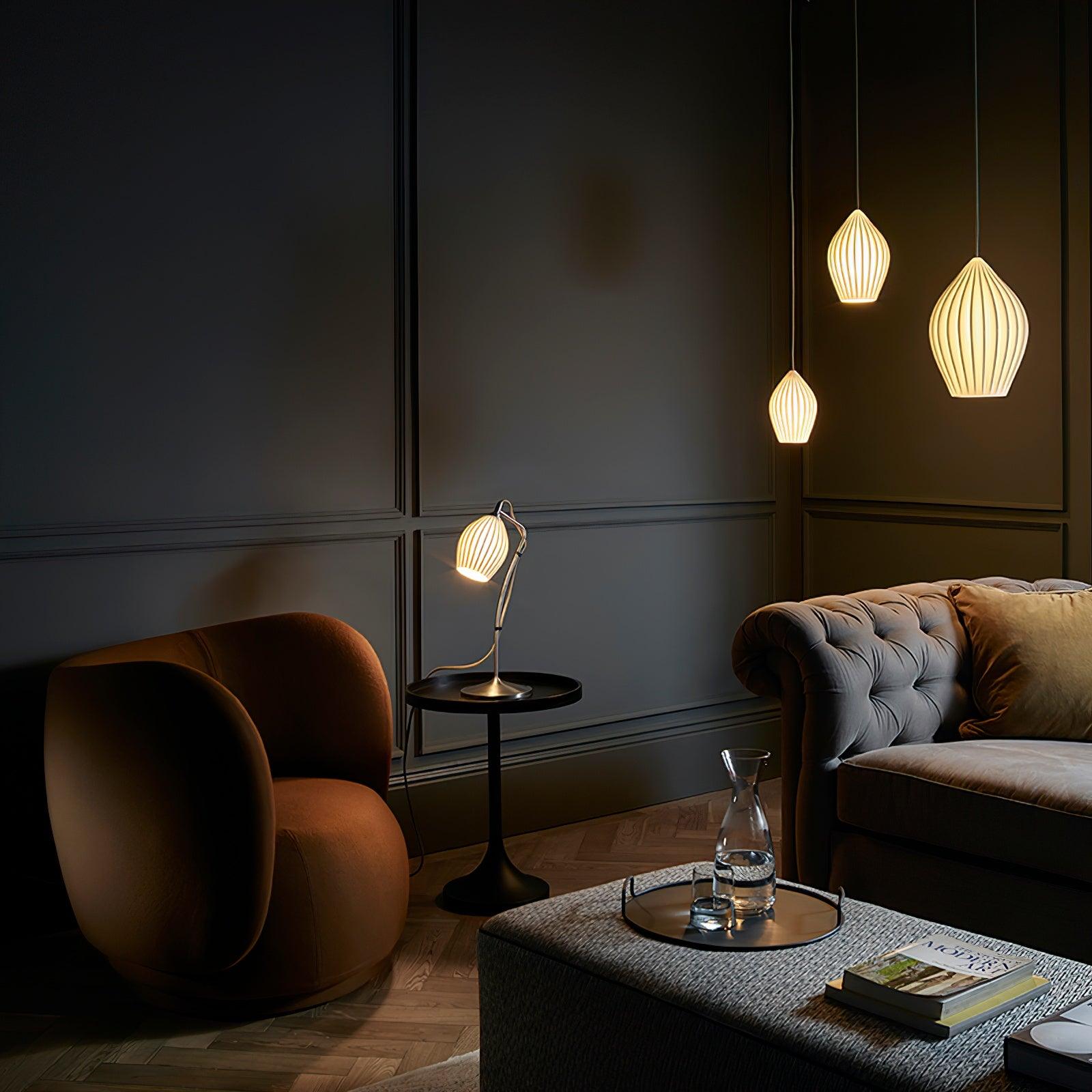 Solara Lampe à suspension en céramique côtelée en porcelaine élégante - Neutralighting