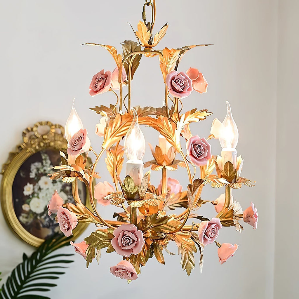 Ember Chandelier en Céramique Fleur de Rose de Luxe Postmoderne - Neutralighting
