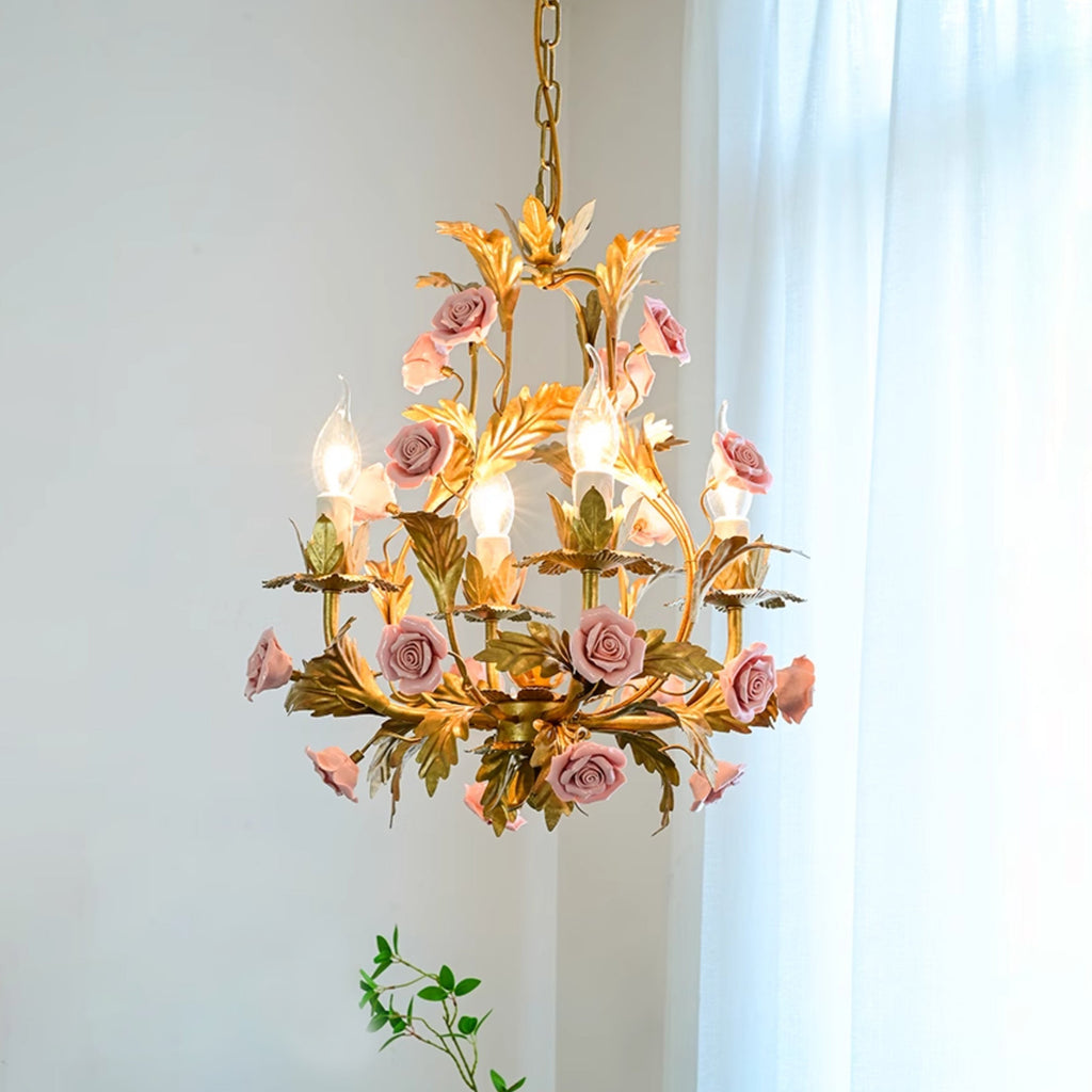 Ember Chandelier en Céramique Fleur de Rose de Luxe Postmoderne - Neutralighting