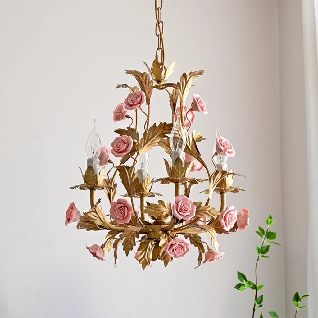 Ember Chandelier en Céramique Fleur de Rose de Luxe Postmoderne - Neutralighting