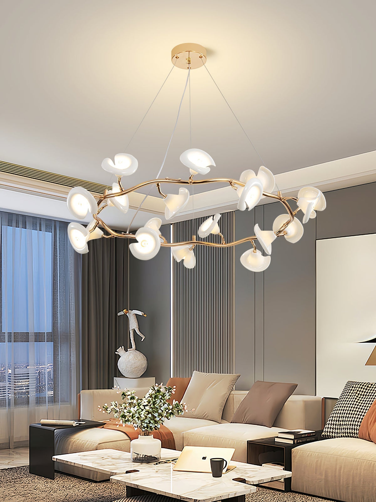 Aurora Chandelier Élégant Branche en Fleur - Neutralighting