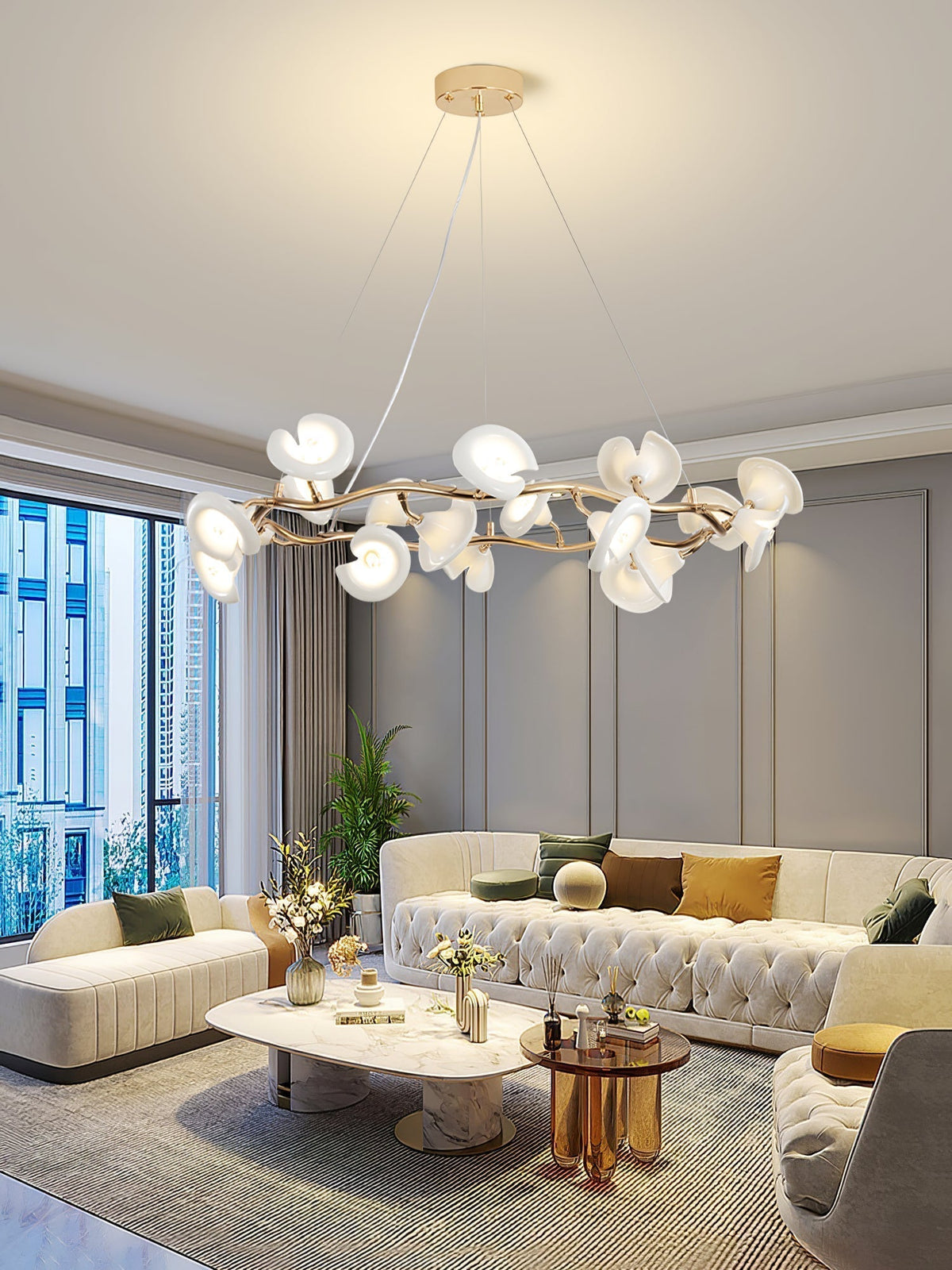 Aurora Chandelier Élégant Branche en Fleur - Neutralighting