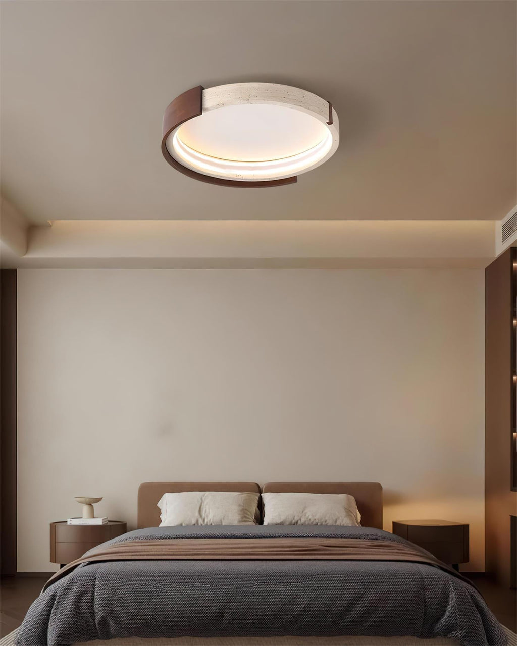 Ritta Plafonnier Halo Moderne Travertin Bois - Neutralighting