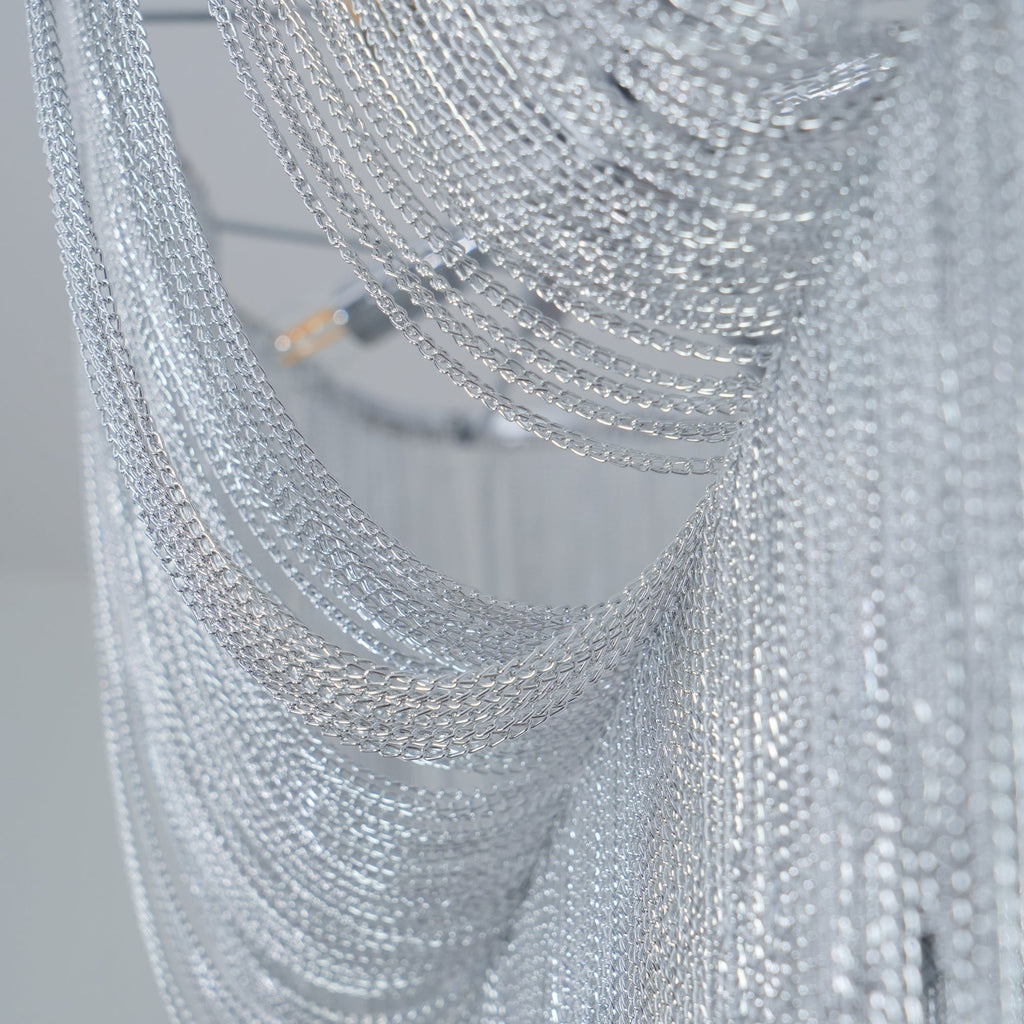 Lustra Chandelier en Chaînes d'Aluminium Nickel Scintillant - Neutralighting