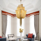 Lustra Chandelier en Chaînes d'Aluminium Nickel Scintillant - Neutralighting