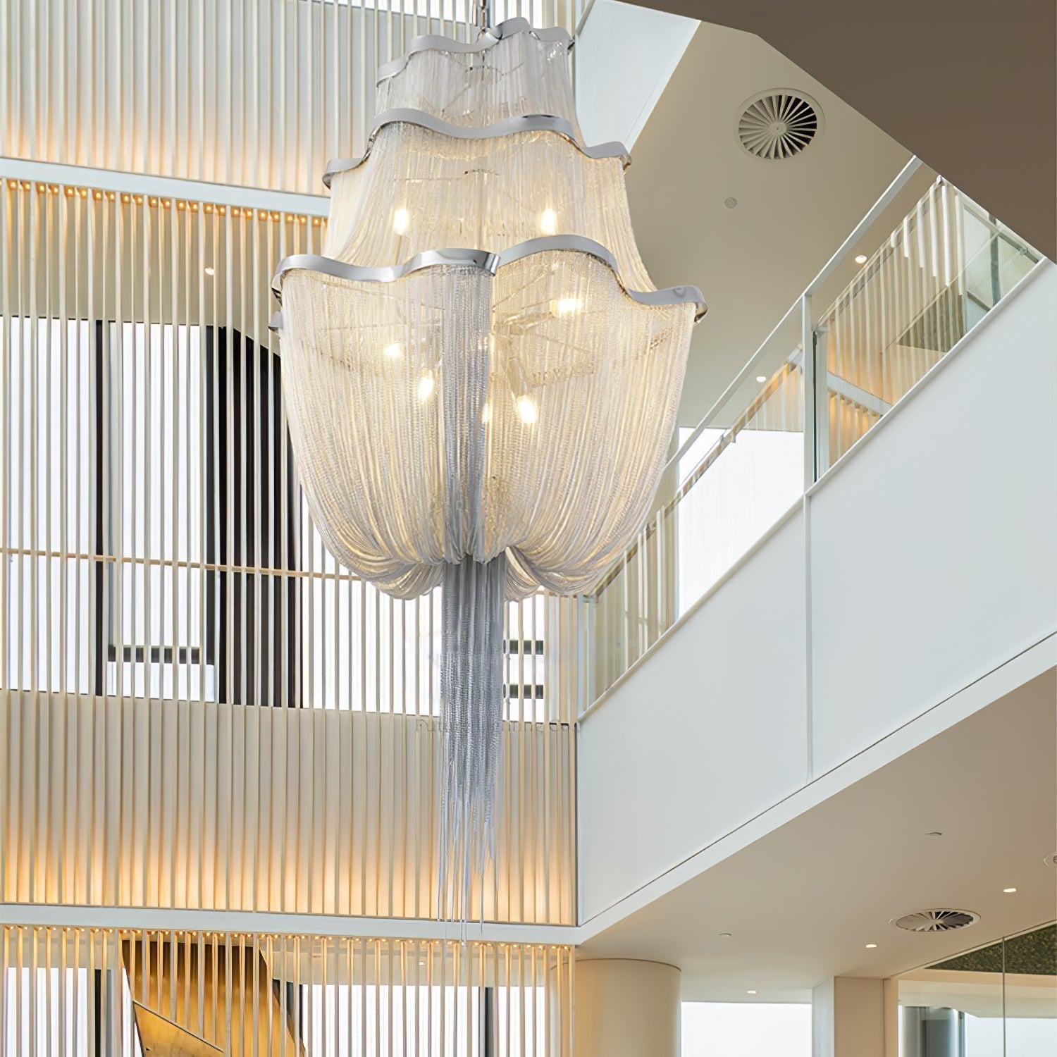 Lustra Chandelier en Chaînes d'Aluminium Nickel Scintillant - Neutralighting