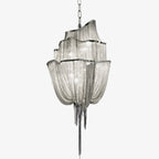 Lustra Chandelier en Chaînes d'Aluminium Nickel Scintillant - Neutralighting