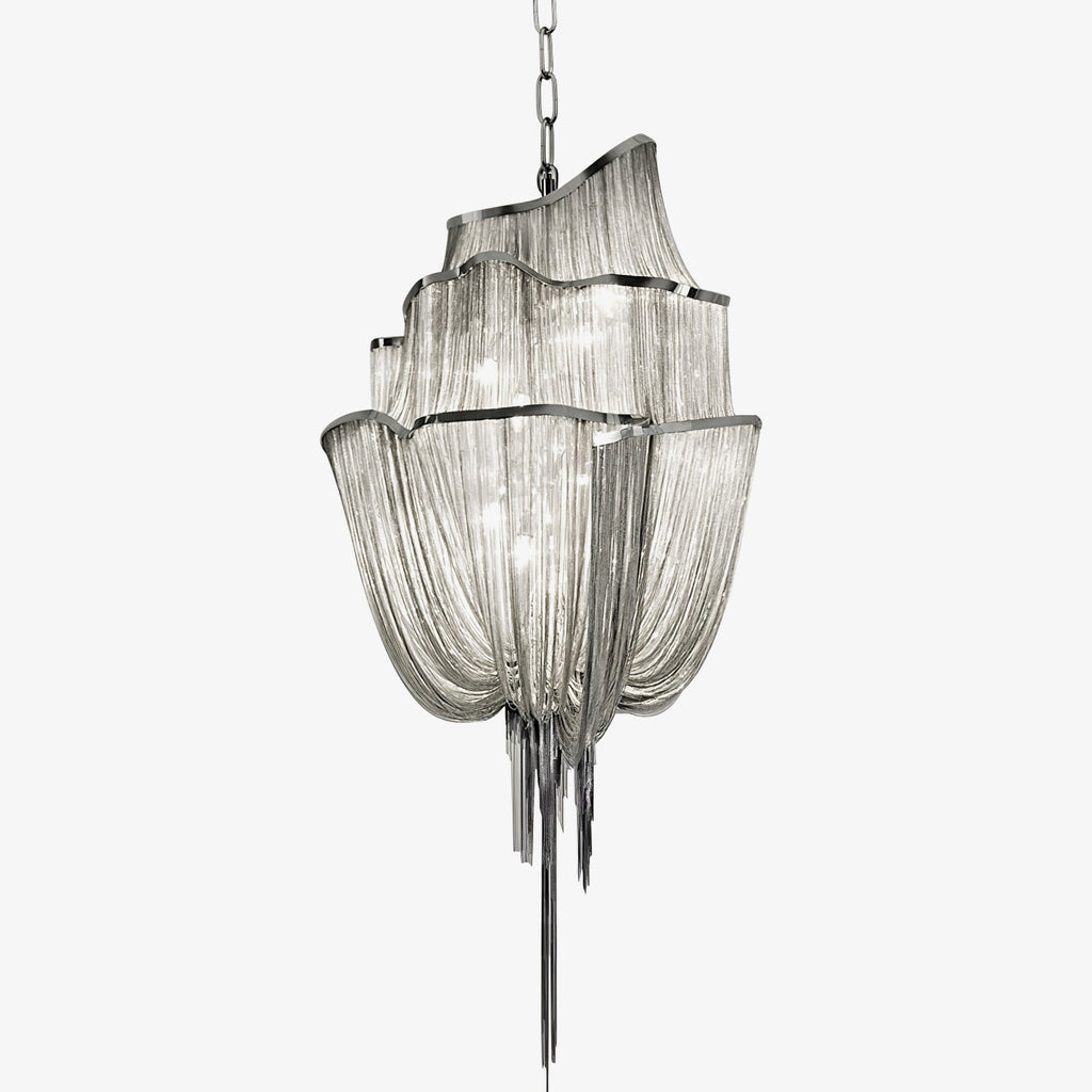 Lustra Chandelier en Chaînes d'Aluminium Nickel Scintillant - Neutralighting