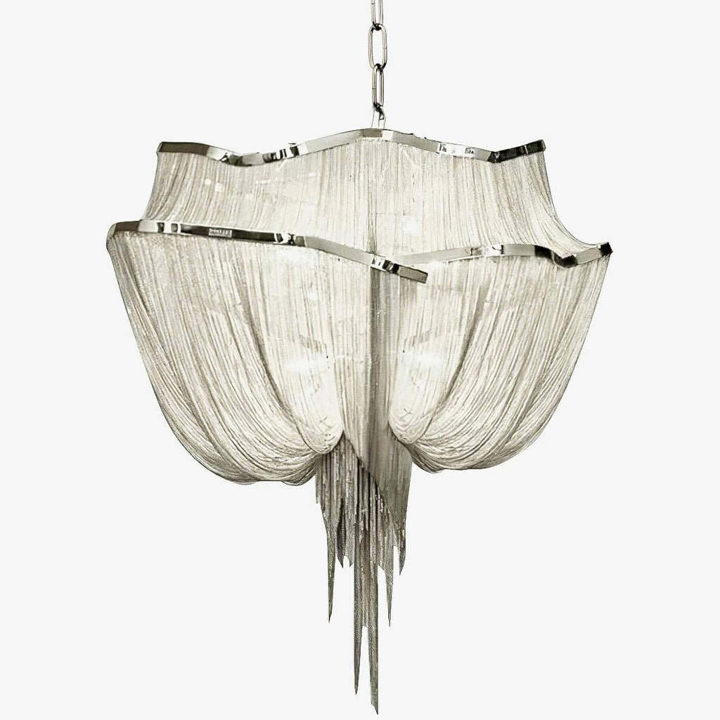 Lustra Chandelier en Chaînes d'Aluminium Nickel Scintillant - Neutralighting
