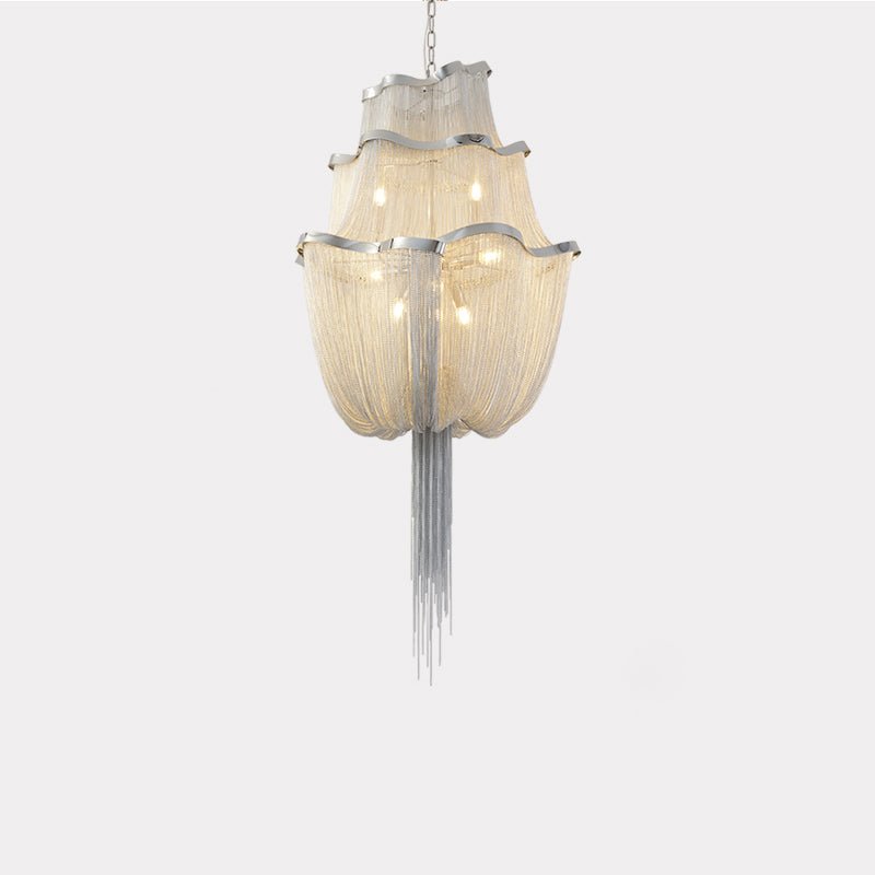 Lustra Chandelier en Chaînes d'Aluminium Nickel Scintillant - Neutralighting