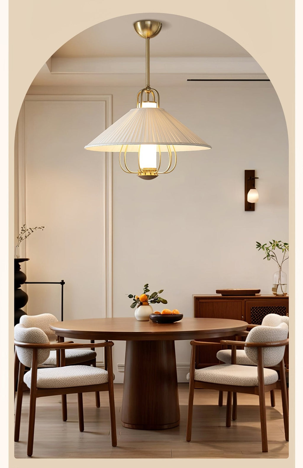 Lustra Suspension en Tissu Doré LED pour Salle à Manger - Neutralighting