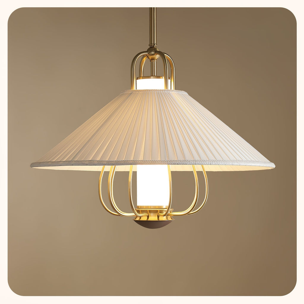 Lustra Suspension en Tissu Doré LED pour Salle à Manger - Neutralighting