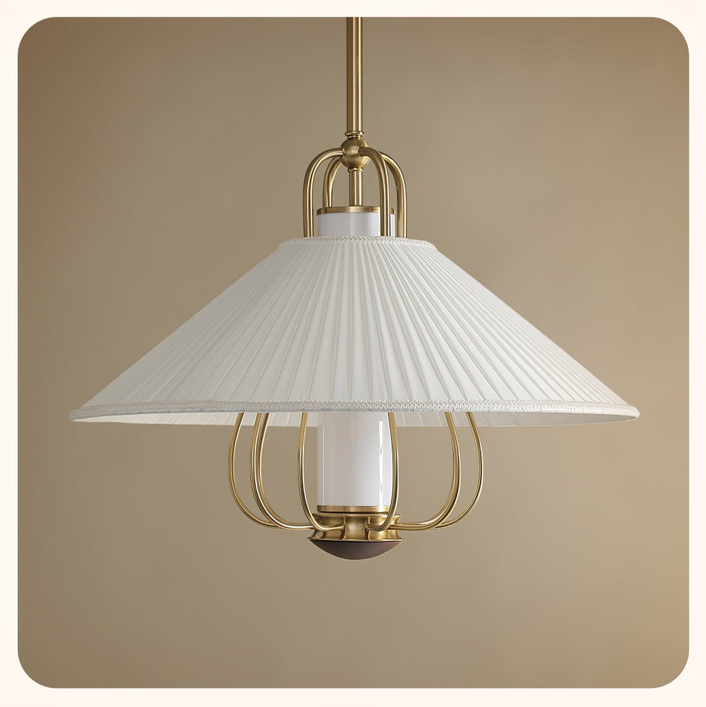 Lustra Suspension en Tissu Doré LED pour Salle à Manger - Neutralighting