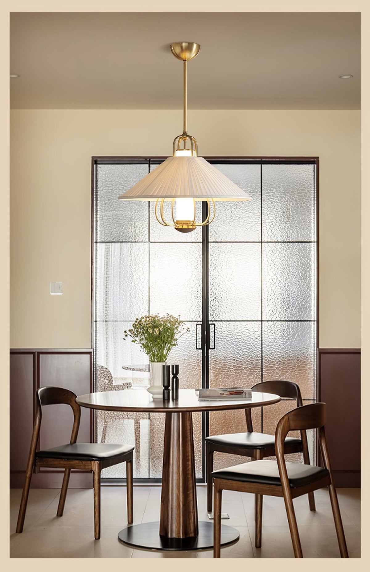 Lustra Suspension en Tissu Doré LED pour Salle à Manger - Neutralighting