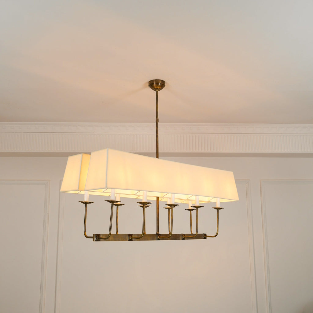Beacon Chandelier Linéaire Moderne Minimaliste en Laiton, Métal et Tissu - Neutralighting