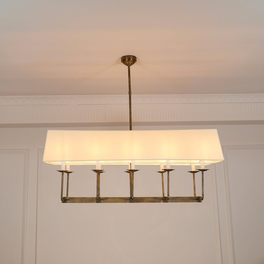 Beacon Chandelier Linéaire Moderne Minimaliste en Laiton, Métal et Tissu - Neutralighting