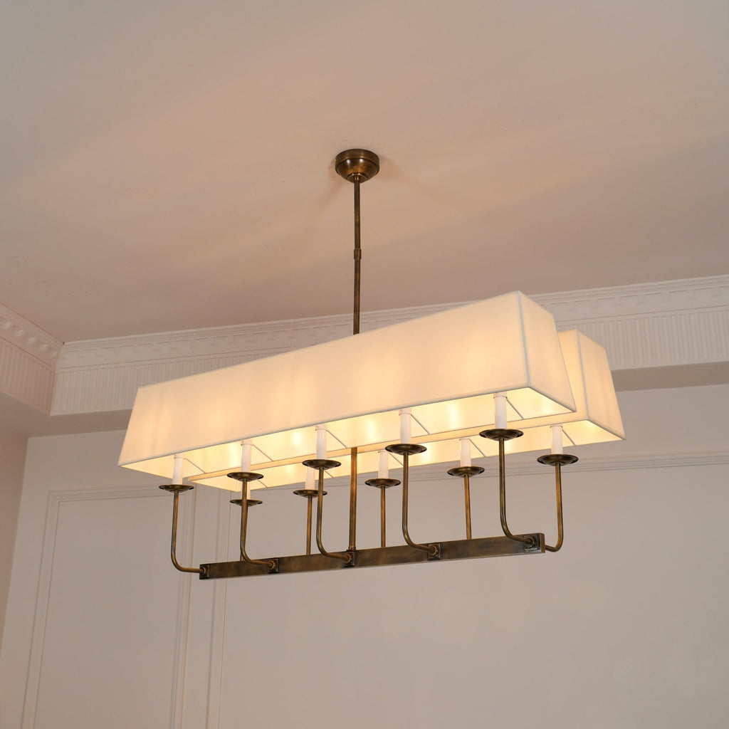 Beacon Chandelier Linéaire Moderne Minimaliste en Laiton, Métal et Tissu - Neutralighting