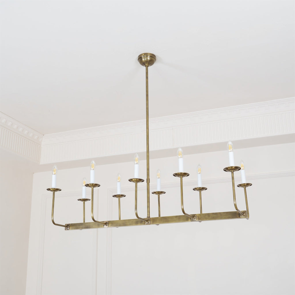 Beacon Chandelier Linéaire Moderne Minimaliste en Laiton, Métal et Tissu - Neutralighting