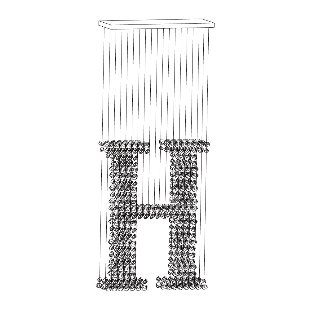 Arsilus Chandelier sculptural en pierre charbon, lettres de G à L - Neutralighting