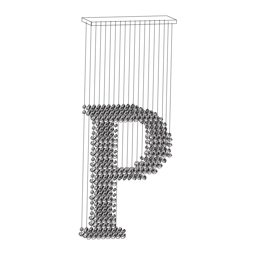 Arsilus Chandelier Sculptural en Pierre Charbon Lettres de M à R - Neutralighting