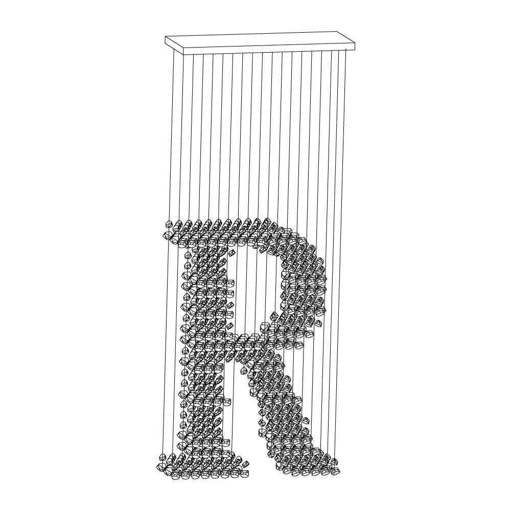 Arsilus Chandelier Sculptural en Pierre Charbon Lettres de M à R - Neutralighting