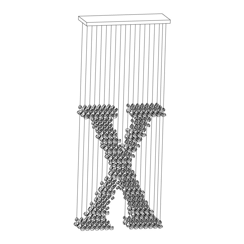 Arsilus Chandelier Sculptural en Pierre Charbon Lettres de S à Z - Neutralighting