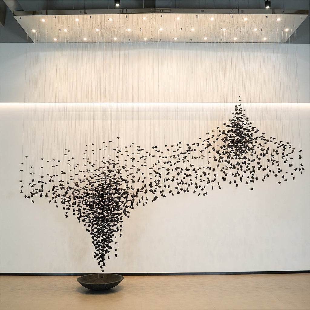 Arsilus Charcoal Stone Shape Hourglass Sculptural Chandelier - Neutralighting