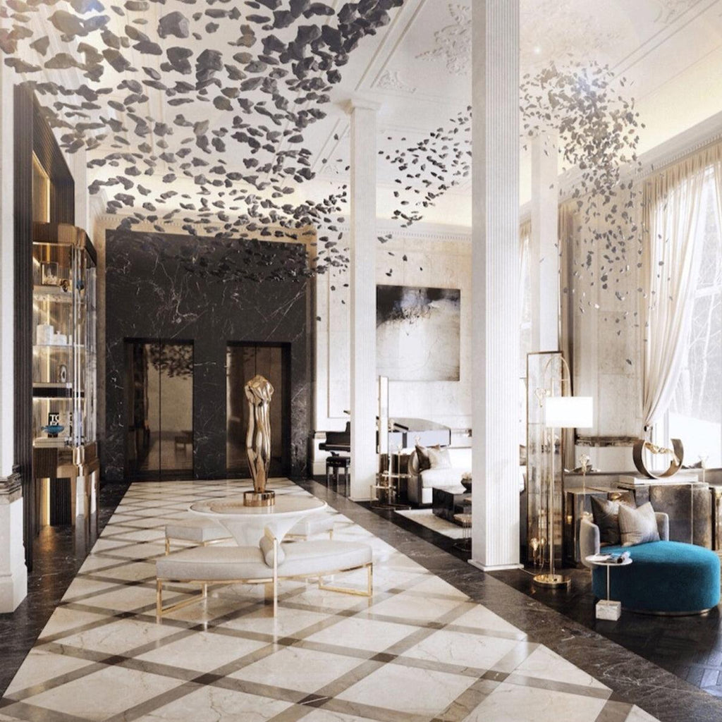 Arsilus Chandelier Sculptural en Pierre Charbon - Neutralighting
