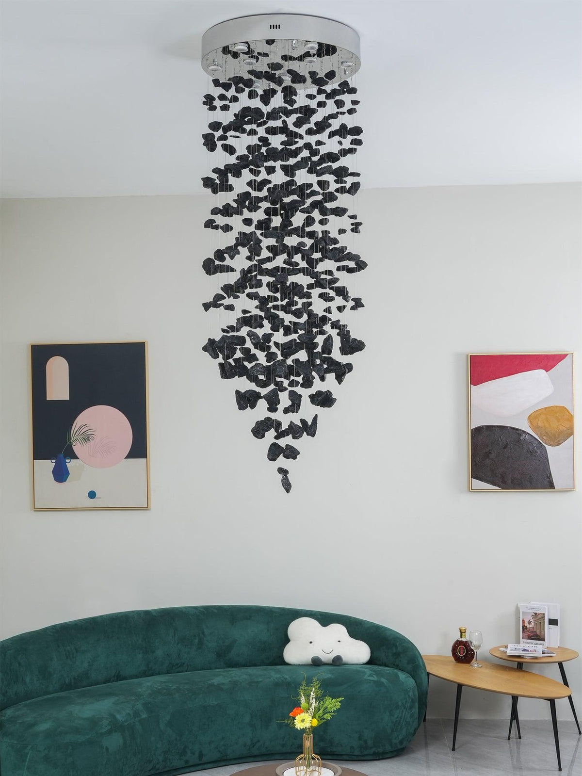Arsilus Chandelier Sculptural en Pierre Charbon Lettres de S à Z - Neutralighting